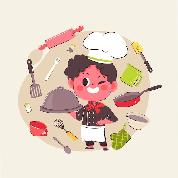 Hand drawn international chefs day illustration