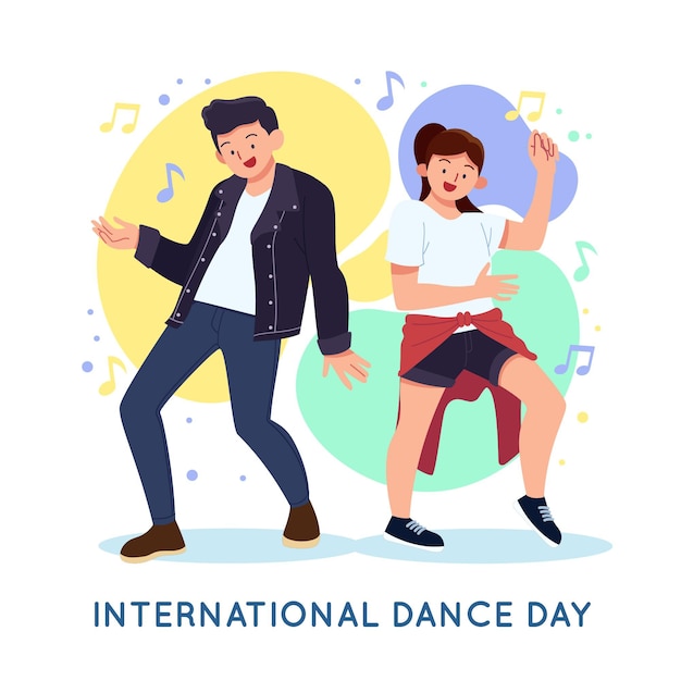 Hand drawn international dance day illustration