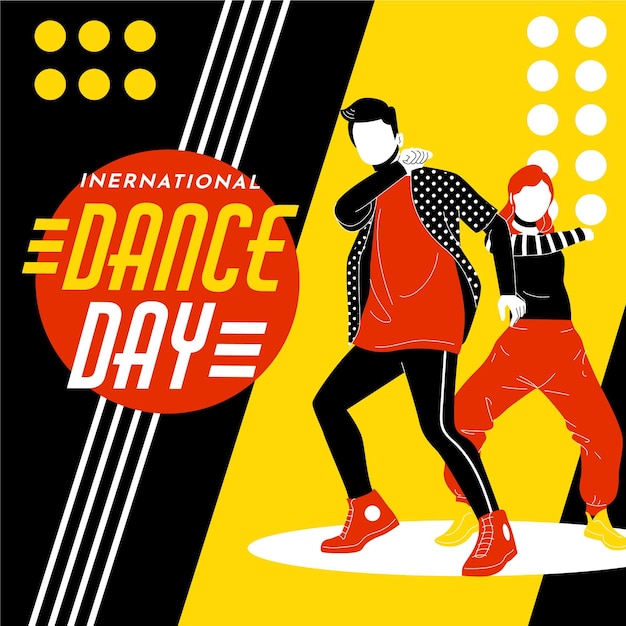 Hand drawn international dance day illustration