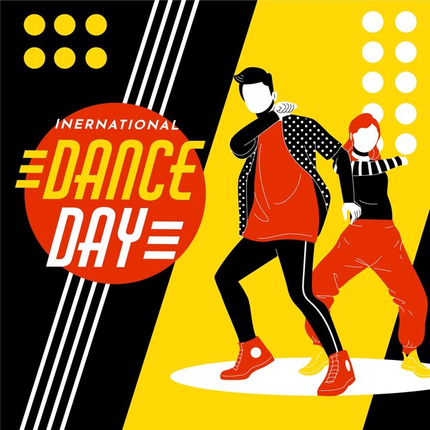 Hand drawn international dance day illustration