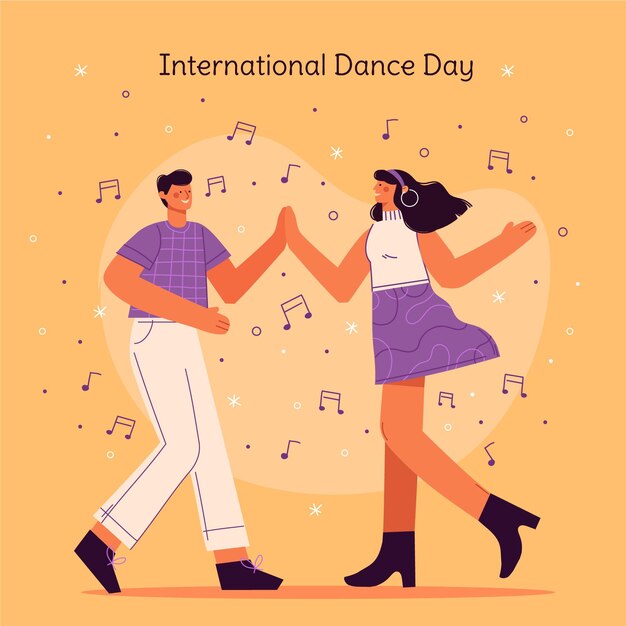 Hand drawn international dance day illustration