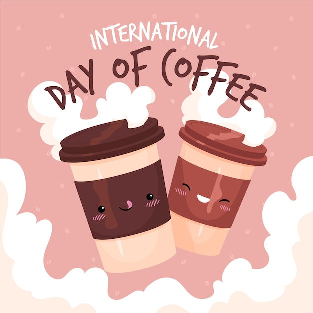 Free vector hand drawn international day of coffee