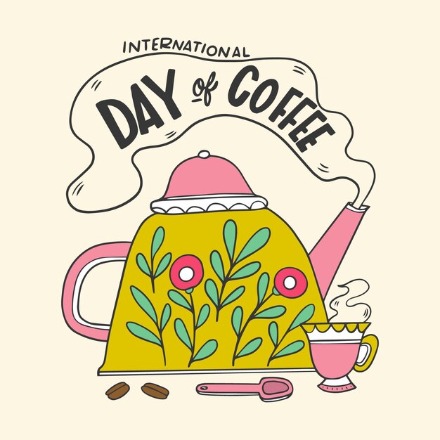 Hand drawn international day of coffee