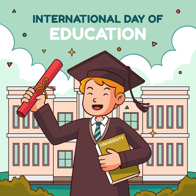 Free vector hand drawn international day of education illustration