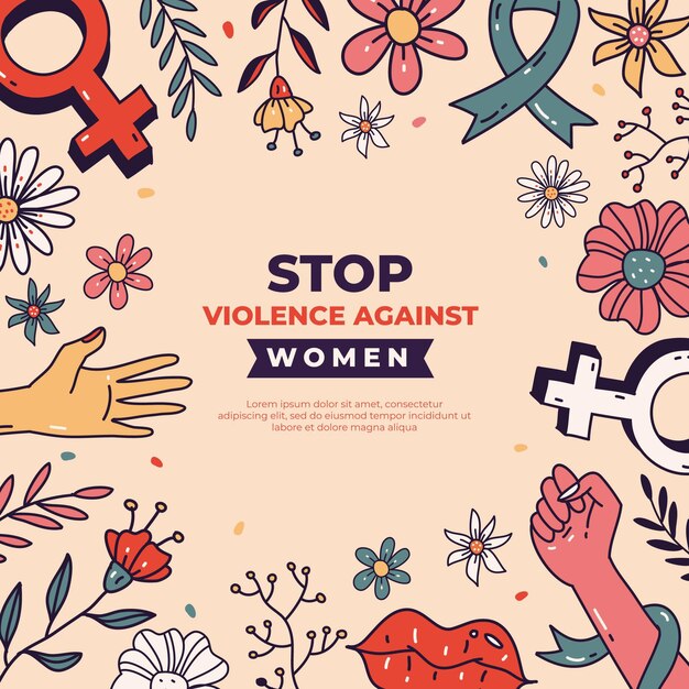 女性に対する暴力撤廃のための手描きの国際デー背景