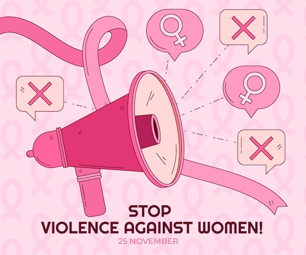 Hand drawn international day for the elimination of violence against women illustration