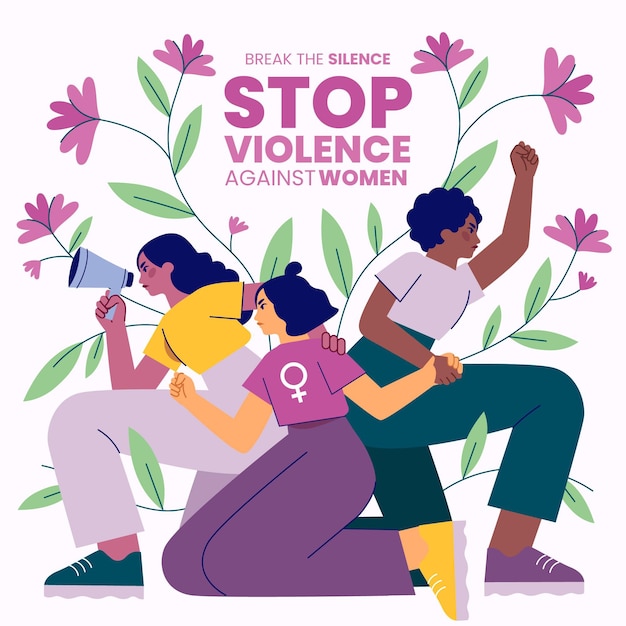 Vettore gratuito giornata internazionale disegnata a mano per l'eliminazione della violenza contro le donne illustrazione