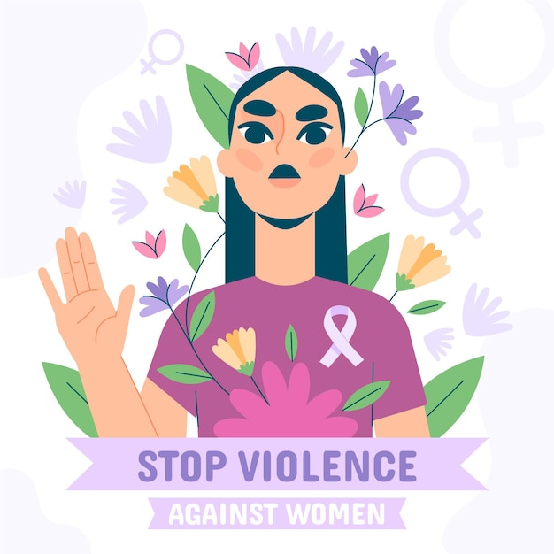 여성에 대한 폭력 제거를 위한 손으로 그린 국제의 날 그림