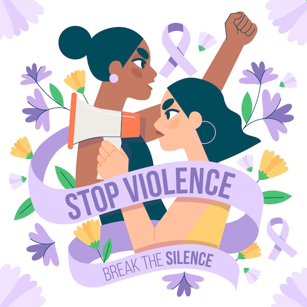 Hand drawn international day for the elimination of violence against women illustration