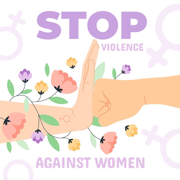 女性に対する暴力撤廃のための手描きの国際デーイラスト