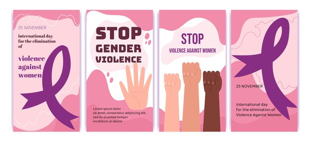 여성에 대한 폭력 근절을 위한 손으로 그린 국제의 날 인스타그램 스토리 컬렉션