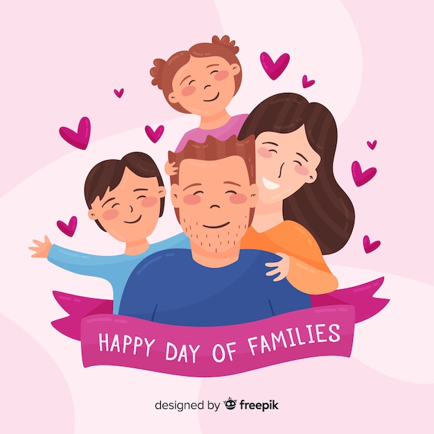 家族の背景の手描きの国際デー
