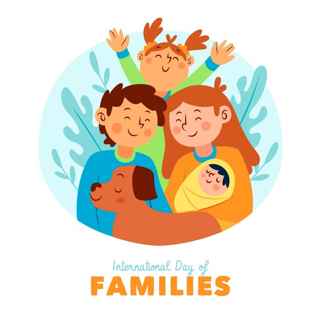 家族のイラストの手描き国際家族デー