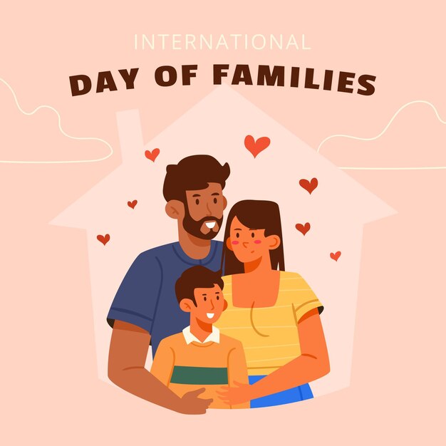 Нарисованная рукой иллюстрация международного дня семьи