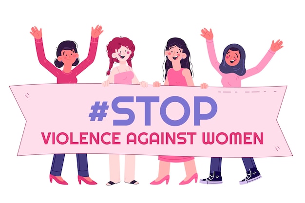 Ручной обращается международный день борьбы за ликвидацию насилия в отношении женщин Бесплатные векторы