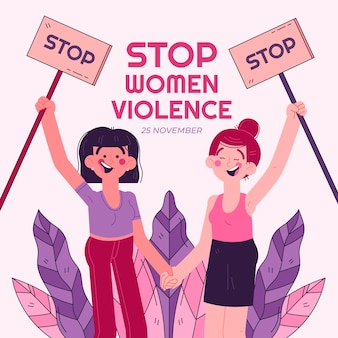 Нарисованная рукой иллюстрация международного дня борьбы за ликвидацию насилия в отношении женщин