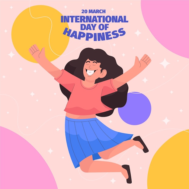 Нарисованная от руки иллюстрация международного дня счастья