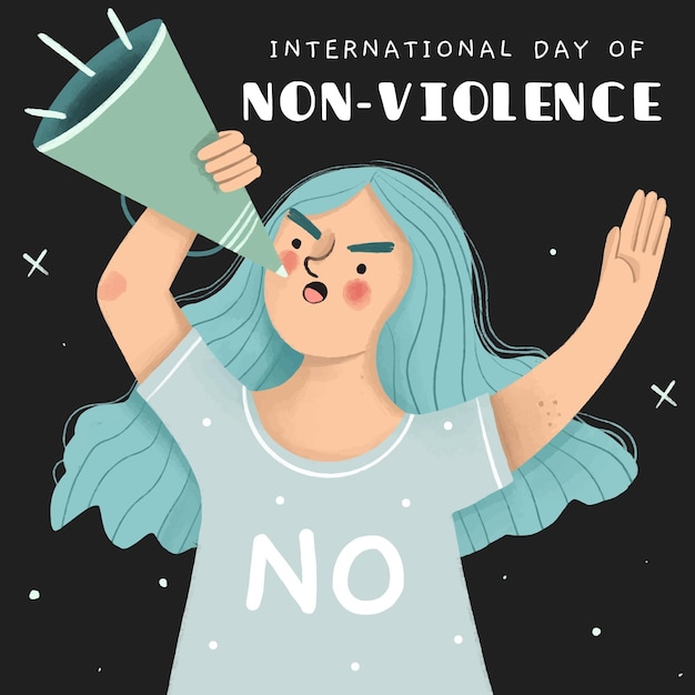 Giornata internazionale della non violenza disegnata a mano