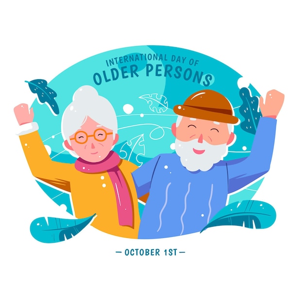 Бесплатное векторное изображение Ручной обращается международный день пожилых людей