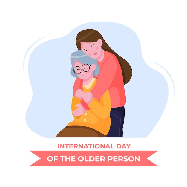Vettore gratuito giornata internazionale disegnata a mano dell'illustrazione delle persone anziane
