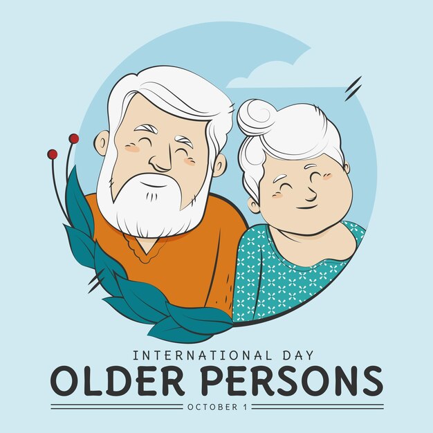 Hand drawn international day of older persons