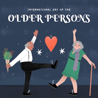 Hand drawn international day of older persons