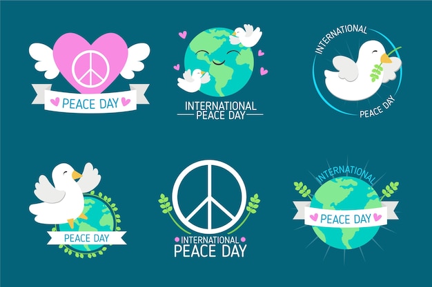 Hand drawn international day of peace labels