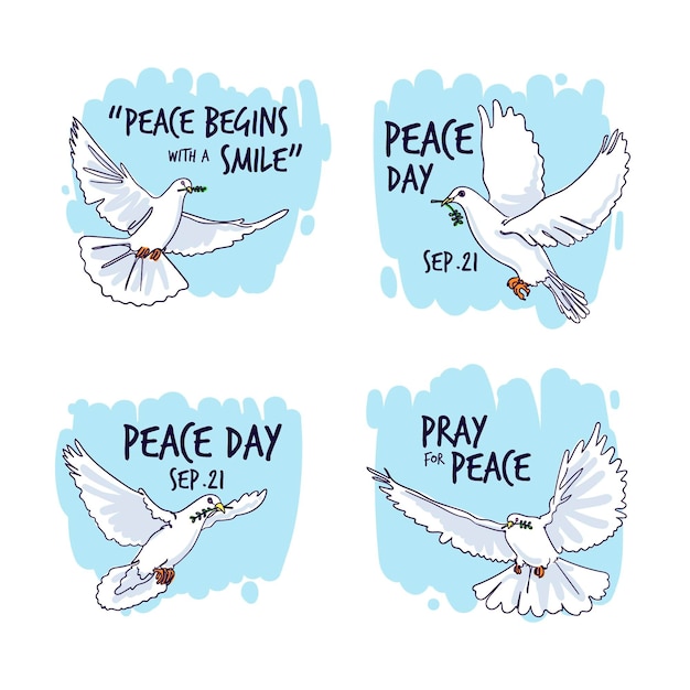 Free vector hand drawn international day of peace labels