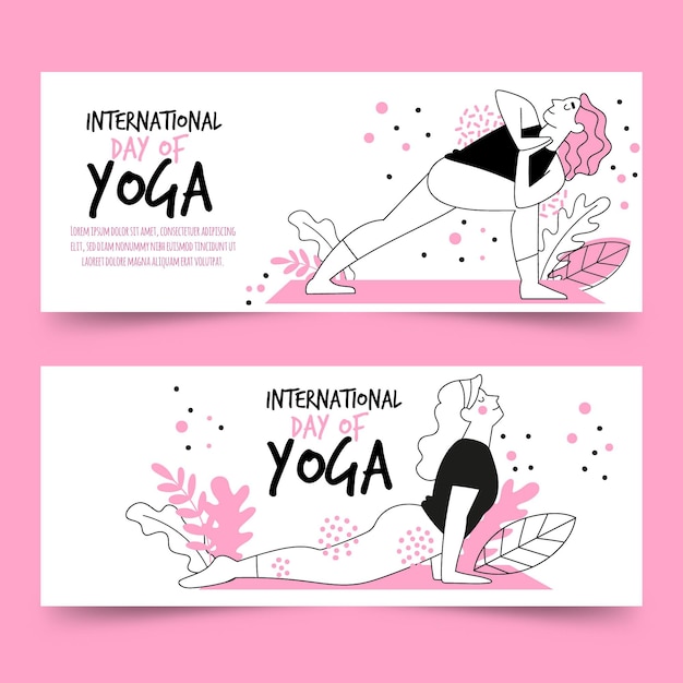 Free vector hand drawn international day of yoga banner