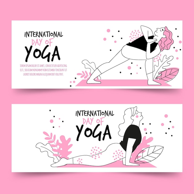 Hand drawn international day of yoga banner