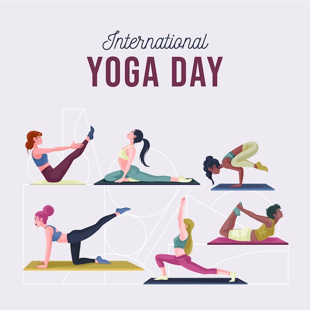 Giornata internazionale dell'illustrazione di yoga disegnata a mano