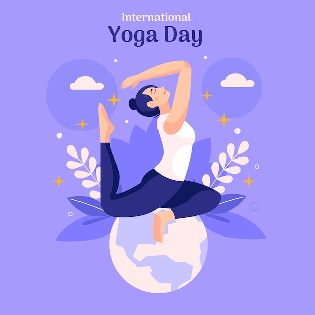 Giornata internazionale dell'illustrazione di yoga disegnata a mano