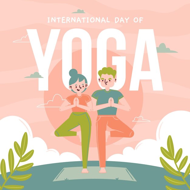 Hand drawn international day of yoga illustration