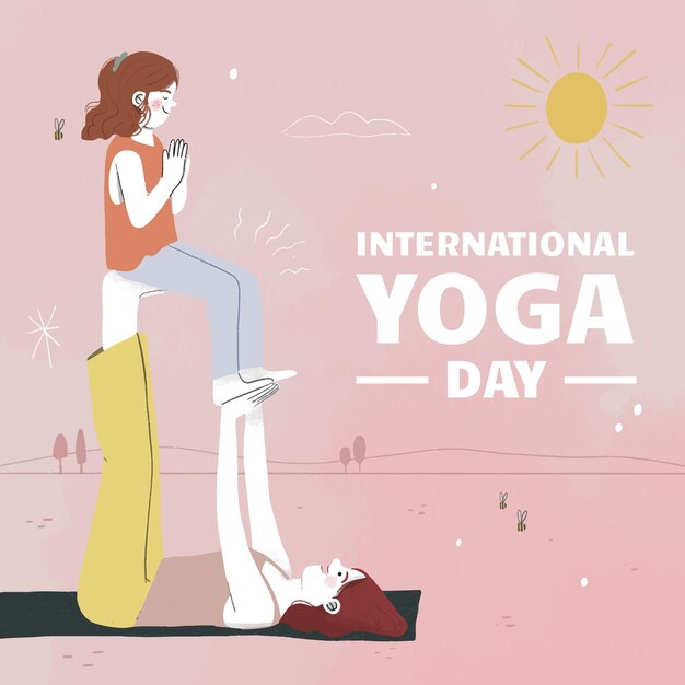 Ручной обращается международный день йоги иллюстрации