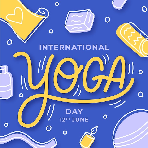 Hand drawn international day of yoga