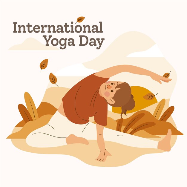 Hand drawn international day of yoga