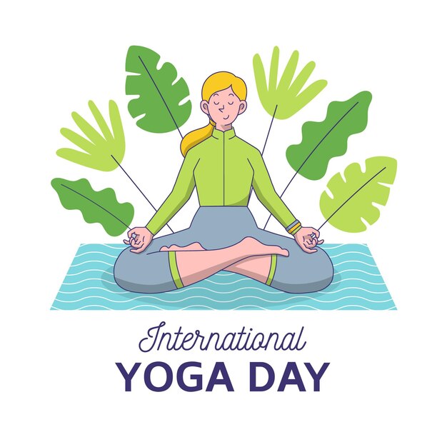 Hand drawn international day of yoga