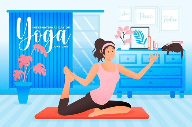 Free vector hand drawn international day of yoga