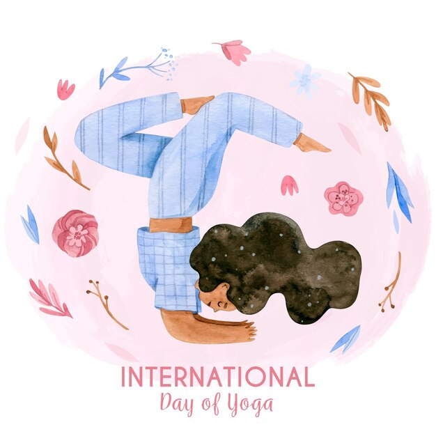 Hand drawn international day of yoga