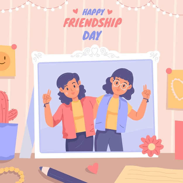 Hand drawn international friendship day illustration