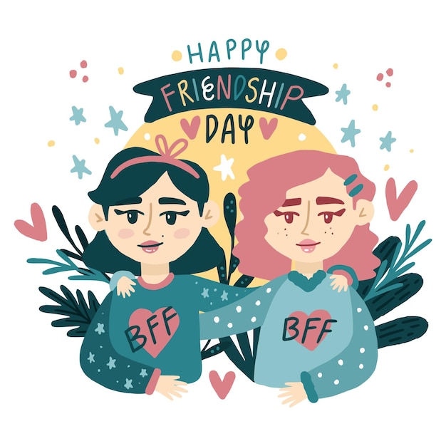 Free Vector hand drawn international friendship day illustration