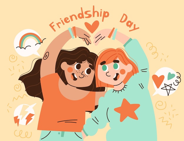 Free vector hand drawn international friendship day illustration