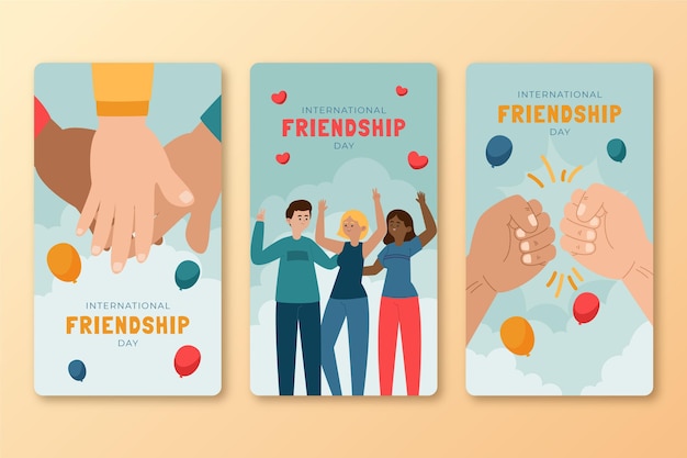 손으로 그린 국제 우정의 날 Instagram 이야기 모음