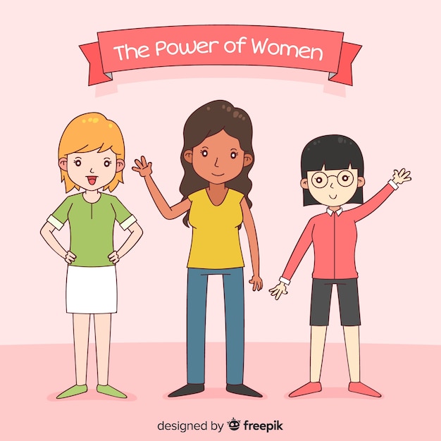 Hand drawn international group of women