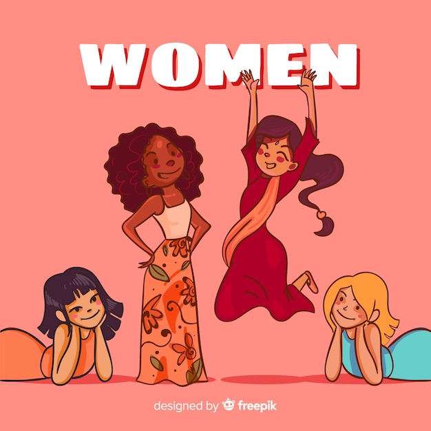 Free vector hand drawn international group of women