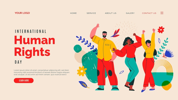 Free Vector hand drawn international human rights day landing page template