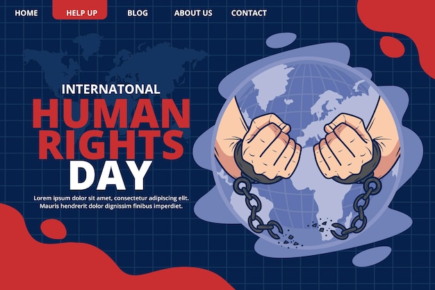 Free vector hand drawn international human rights day landing page template