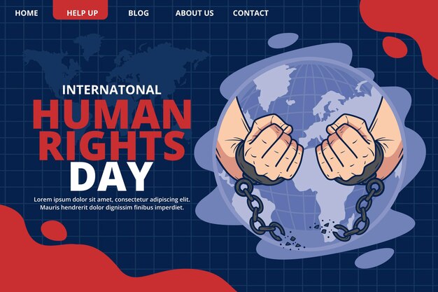 Hand drawn international human rights day landing page template