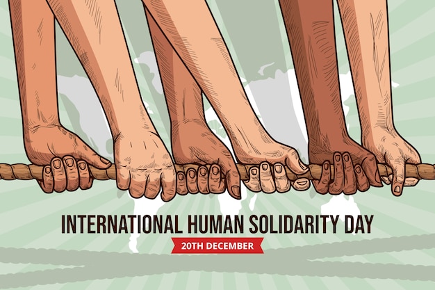 Vettore gratuito fondo del giorno della solidarietà umana internazionale disegnato a mano