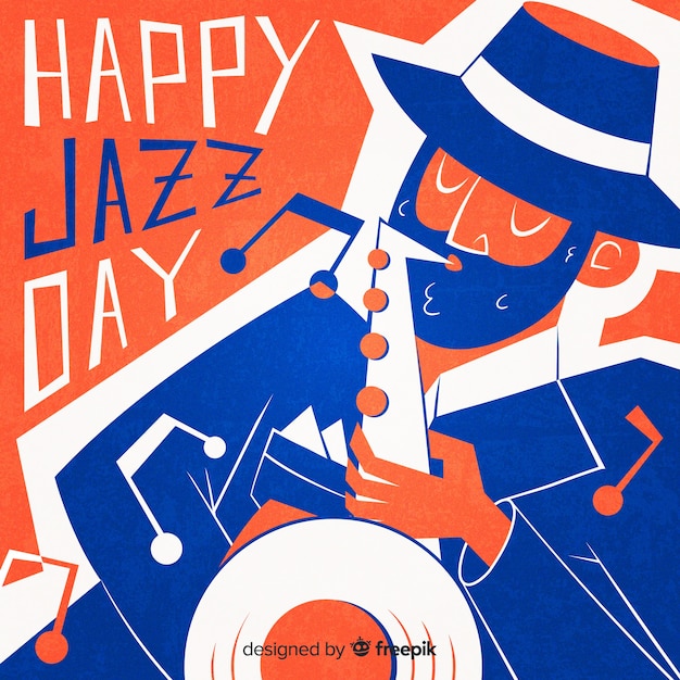 Free vector hand drawn international jazz day background